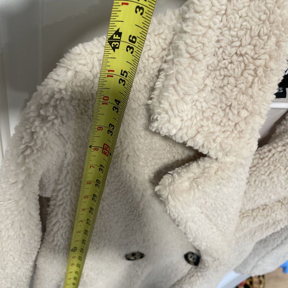 Apparis Anoushka Faux Fur Double-Breasted Long Teddy Coat XS Small Beige Cream - Picture 5 of 9